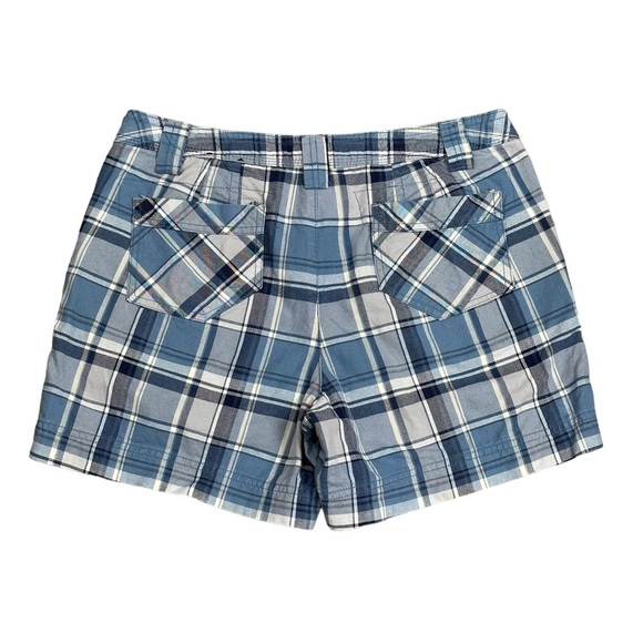 Women’s Natural Relflections 8 Medium Shorts Plaid Blue Chino Khakis 4 Pockets - Picture 4 of 8